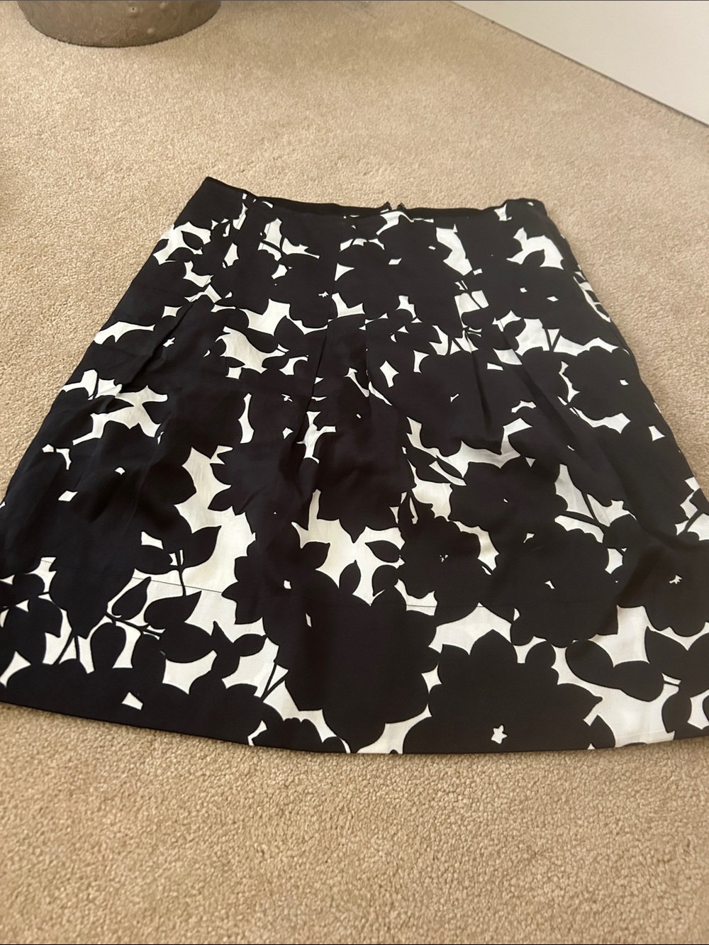 Black & White Floral A-Line Skirt